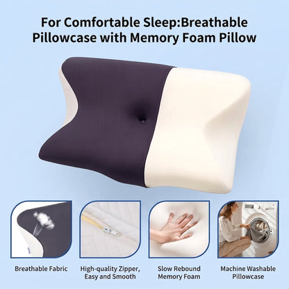 Anti-Wrinkle Ergonomic Pillow with Breathable Cotton Case