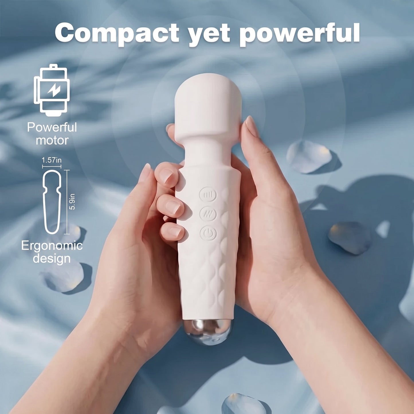 Mini Portable Handheld Massager - 8 Speeds & 20 Modes | White