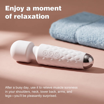 Mini Portable Handheld Massager - 8 Speeds & 20 Modes | White